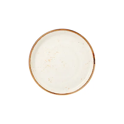 Тарелка «Крафт Вайт» с бортом фарфор D=165,H=13мм белый,коричнев.