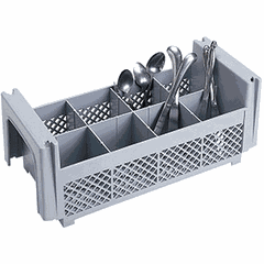 Cutlery cassette without handles 8 cells  polyprop.  D=8,H=184,L=500,B=250mm gray