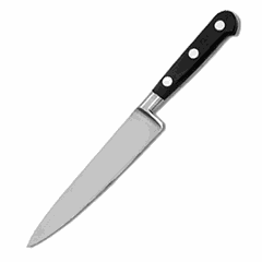 Нож поварской сталь,пластик ,L=15,B=2см черный,металлич.