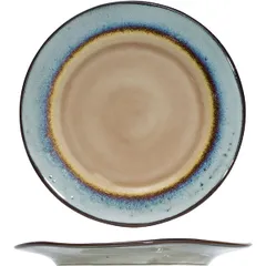 Dessert plate  ceramics  D=21cm  brown, blue.