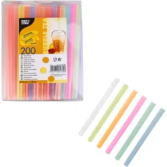 Трубочки без сгиба[200шт] полипроп. D=12,L=200мм разноцветн.