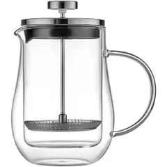 French press "Floral" with double walls  boros glass, stainless steel  0.6 l  D=12.5, H=18, B=14.5 cm  transparent,