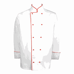 Chef's jacket with edging. 54size twill white,red