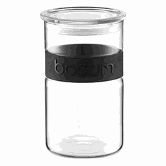 Банка с крышкой стекло,пластик 250мл прозр.,черный