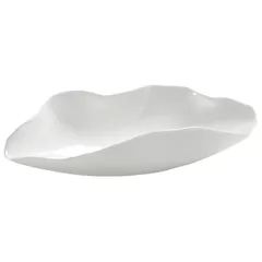 Salad bowl with wavy edges bone porcelain ,H=38,L=180,B=80mm white