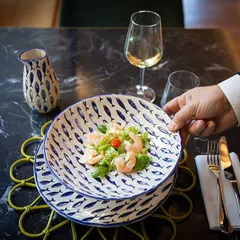 Блюдо «Талассиос» керамика D=34,H=4см бежев.,синий, изображение 3