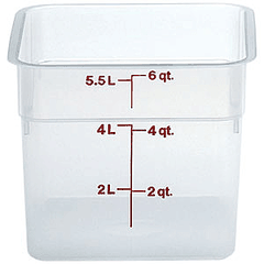 Graduated food container  polyethylene  5.7 l , H=18.5, L=21.5, B=21.5 cm  white