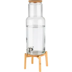 Jar-container with a tap on a stand: wood  glass, metal  7.5 l , H = 60.5 cm  clear.