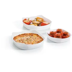 Блюдо квадратное глубокое жаропрочное стекло 1л ,H=45,L=200,B=200мм белый, изображение 2