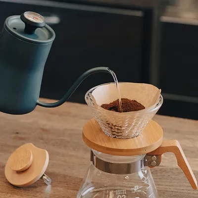 Воронка (пуровер) стекло,бамбук D=12см, изображение 11
