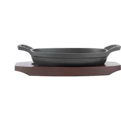 Сковорода для фахитос «Эмбер Каст Мэтт» чугун,дерево ,H=45,L=155,B=95мм черный,тем.дерево, изображение 2
