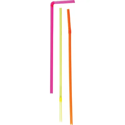Трубочки со сгибом неоновые[250шт] полипроп. D=5,L=240мм разноцветн.