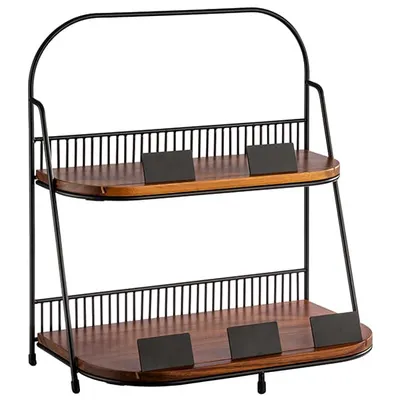 Этажерка 2 яруса металл,дерево ,H=40,L=35,5,B=21см черный,коричнев.