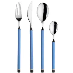 Cutlery set “Matite” [24 pcs]  stainless steel, plastic  metallic, blue.