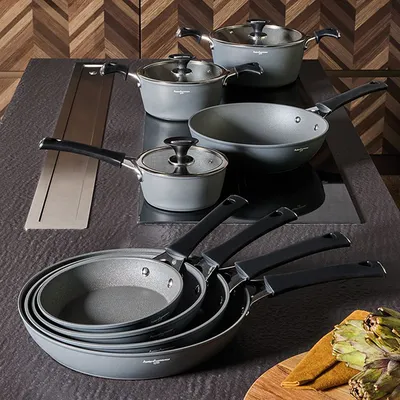 Сковорода «Лакшери Дизайн» алюмин. D=24см серый,черный, изображение 2