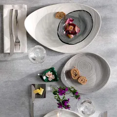 Блюдо «Скейп» фарфор ,H=45,L=375,B=250мм белый, изображение 3