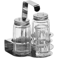 Set of spices salt, pepper, glass, stainless steel, glass, H=100, L=85, B=100mm  silver.