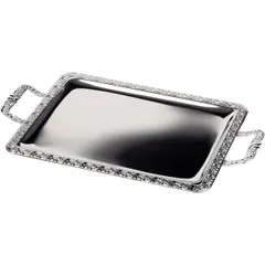 Rectangular tray “Schöner Essen” with handles  stainless steel , H=1, L=60, B=36cm