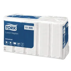 Салфетки бумажные белые Tork  33х33см. 1 слой. 5х100 листов. 10шт/кор. бумага ,L=33,B=33мм белый