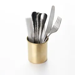 Подставка для столовых приборов «Брасс» латунь D=8,H=10см золотой, изображение 2