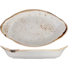 Форма для запекания «Крафт Вайт» овальная фарфор 250мл ,L=25,B=13см белый,коричнев., изображение 2