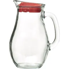 “Bistro” jug with lid glass 1l D=12.3,H=20,L=15.8cm clear, red