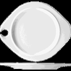 Plate “Happy” with glass holder  porcelain , L=27, B=23cm  white