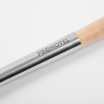 Половник с деревянной ручкой сталь нерж.,дерево 270мл D=125,H=45,L=490мм металлич.,деревян., изображение 3