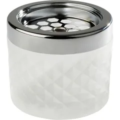 Ashtray glass,metal D=95,H=80mm white