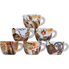 Coffee cup “Bella Italia 2” with decor  porcelain  190 ml  D=85, H=60mm  multi-colored.