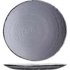 Plate "Scape Glass" small  glass  D=30cm  grey, matte