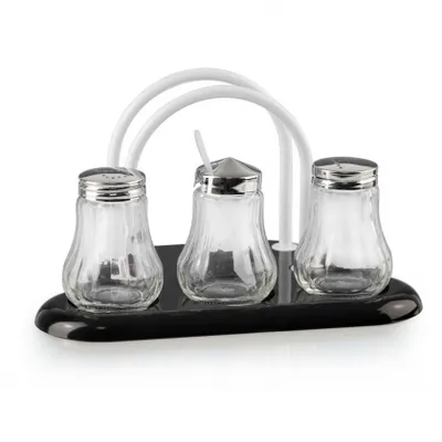 Набор для специй «Волна» (соль, перец, горчичница) + салфетница