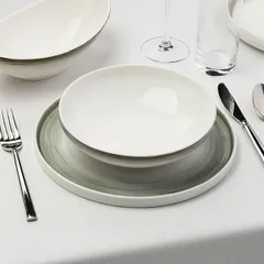 Тарелка «Айсио» с высоким бортом фарфор D=225,H=17мм белый,серый, изображение 4