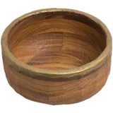 Миска средняя светлый дуб,отделка дерево D=185,H=90мм коричнев.