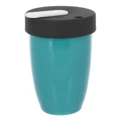 Кружка с двойной стенкой фарфор,силикон 250мл D=8,H=11см бирюз.,черный