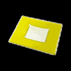 Plate “Border” square  glass , L=13, B=13 cm  yellow.