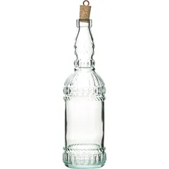 “Essisi” wine bottle with cork  glass, wood  0.72 l  D=80, H=315, L=80mm  clear.
