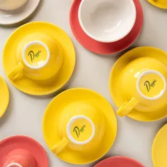 Чашка кофейная «Пур-Амор» фарфор 300мл D=110/60,H=65,L=140мм желт.,белый, изображение 3