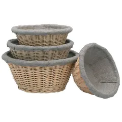 Basket for proofing dough, round, 0.5 kg  willow wicker, fabric  D=21, H=12cm  beige.