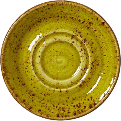 Блюдце «Крафт Эппл» фарфор D=145,H=17мм желто-зел.