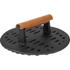 Grill press “Amber Cast Matt”  cast iron, wood  D=23cm  black, wood.