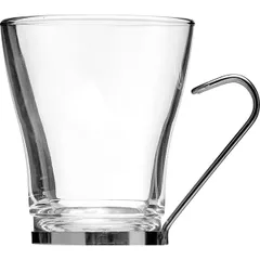 Mug for hot drinks with a metal cup holder  glass, stainless steel  220 ml  D=80, H=95mm  prose