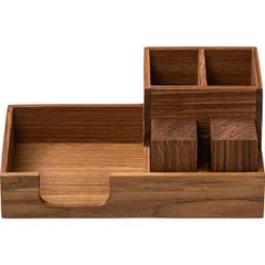 Органайзер для столовых приборов и салфеток с солонкой и перечницей (5 отделений) дуб ,H=10,6,L=23,B, изображение 3