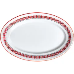 Dish “Mezen” Prince Fence oval  porcelain ,H=27,L=240mm white,red