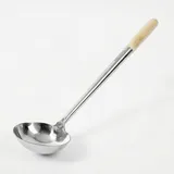 Половник с деревянной ручкой сталь нерж.,дерево 270мл D=125,H=45,L=490мм металлич.,деревян.