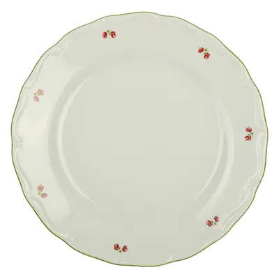 Тарелка «Верона Q0046» плоская фарфор D=25см белый,зелен.