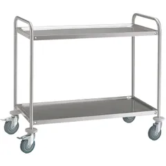 Serving trolley, 2 tiers  stainless steel , H=94, L=89, B=59 cm  silver.