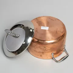 Кастрюля с крышкой 3-х слойная (медь) уцененная сталь нерж.,алюмин. 6л D=24,H=13,5см, изображение 3