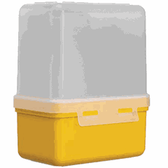 Container for products “Duobox” perforated  polyprop.  0.6 l , H=29.5, L=23.8, B=15.4 cm  transparent, yellow