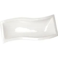 Блюдо «Кунстверк» прямоугольное волна фарфор ,H=50,L=380,B=158мм белый, изображение 2